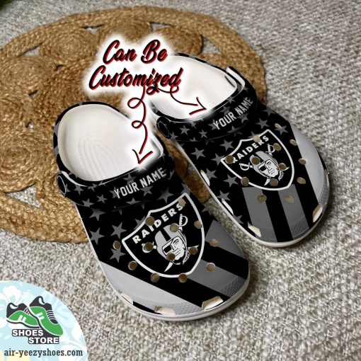 Personalized Las Vegas Raiders Star Flag Clog Shoes, Football Crocs