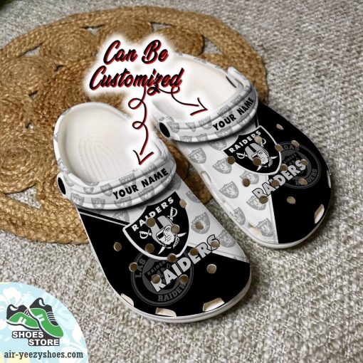 Personalized Las Vegas Raiders Team Pattern Clog Shoes, Football Crocs