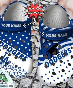 Personalized Los Angeles Dodgers Team Polka Dots Colors Clog Shoes, Baseball Crocs