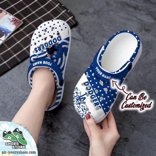 Personalized Los Angeles Dodgers Team Polka Dots Colors Clog Shoes, Baseball Crocs