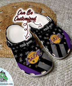 Personalized Los Angeles Lakers Star Flag Clog Shoes, Basketball Crocs