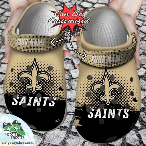 Personalized New Orleans Saints Half Tone Drip Flannel Clog Shoes, Football Crocs