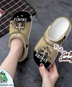 Personalized New Orleans Saints Half Tone Drip Flannel Clog Shoes, Football Crocs