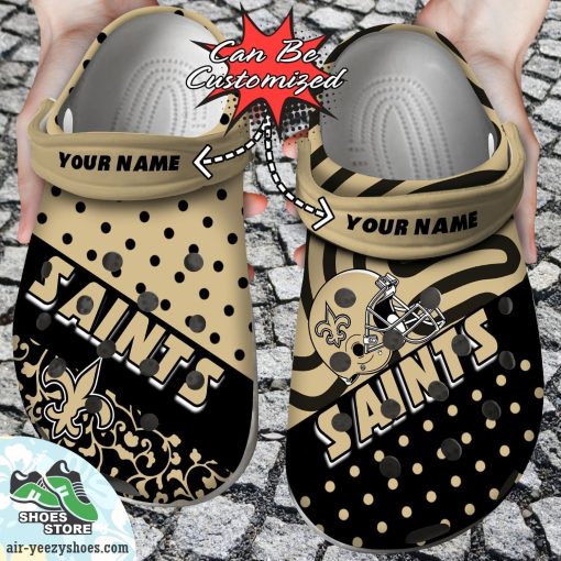 Personalized New Orleans Saints Polka Dots Colors Clog Shoes, Football Crocs