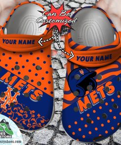 Personalized New York Mets Team Polka Dots Colors Clog Shoes, Baseball Crocs