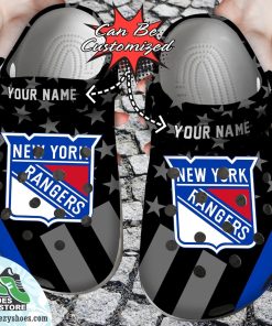 Personalized New York Rangers Star Flag Clog Shoes, Hockey Crocs