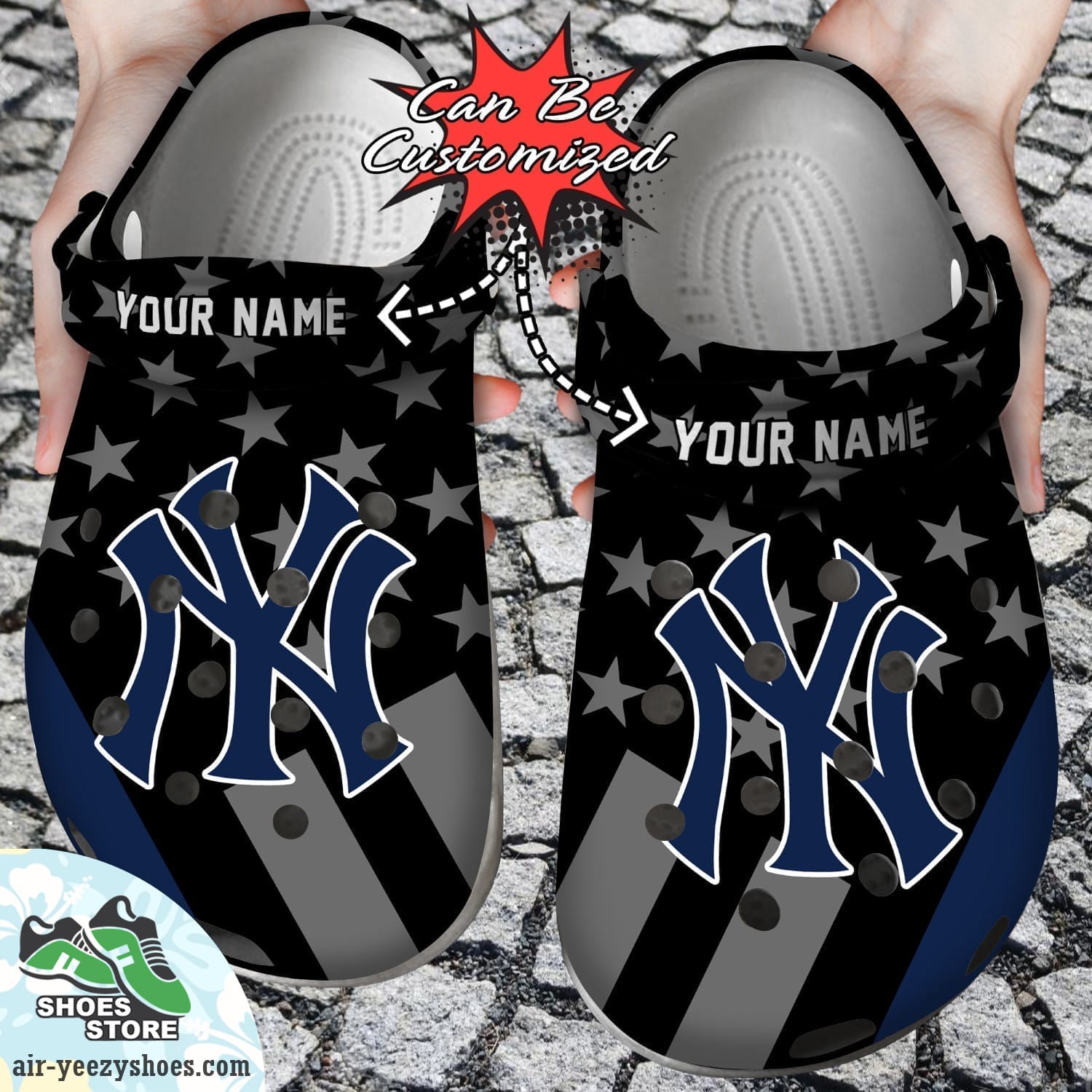 Personalized New York Yankees Star Flag Clog Shoes, Baseball Crocs