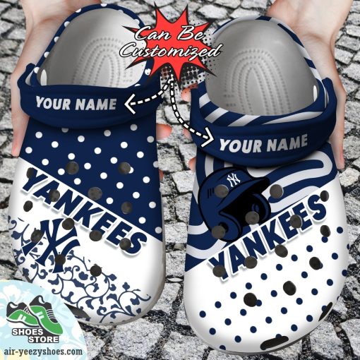 Personalized New York Yankees Team Polka Dots Colors Clog Shoes, Baseball Crocs