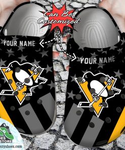 Personalized Pittsburgh Penguins Star Flag Clog Shoes, Hockey Crocs