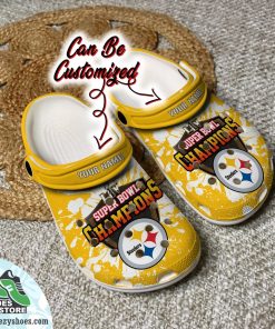 Personalized Pittsburgh Steelers Super Bowl LII Clogs Shoes, Football Crocs