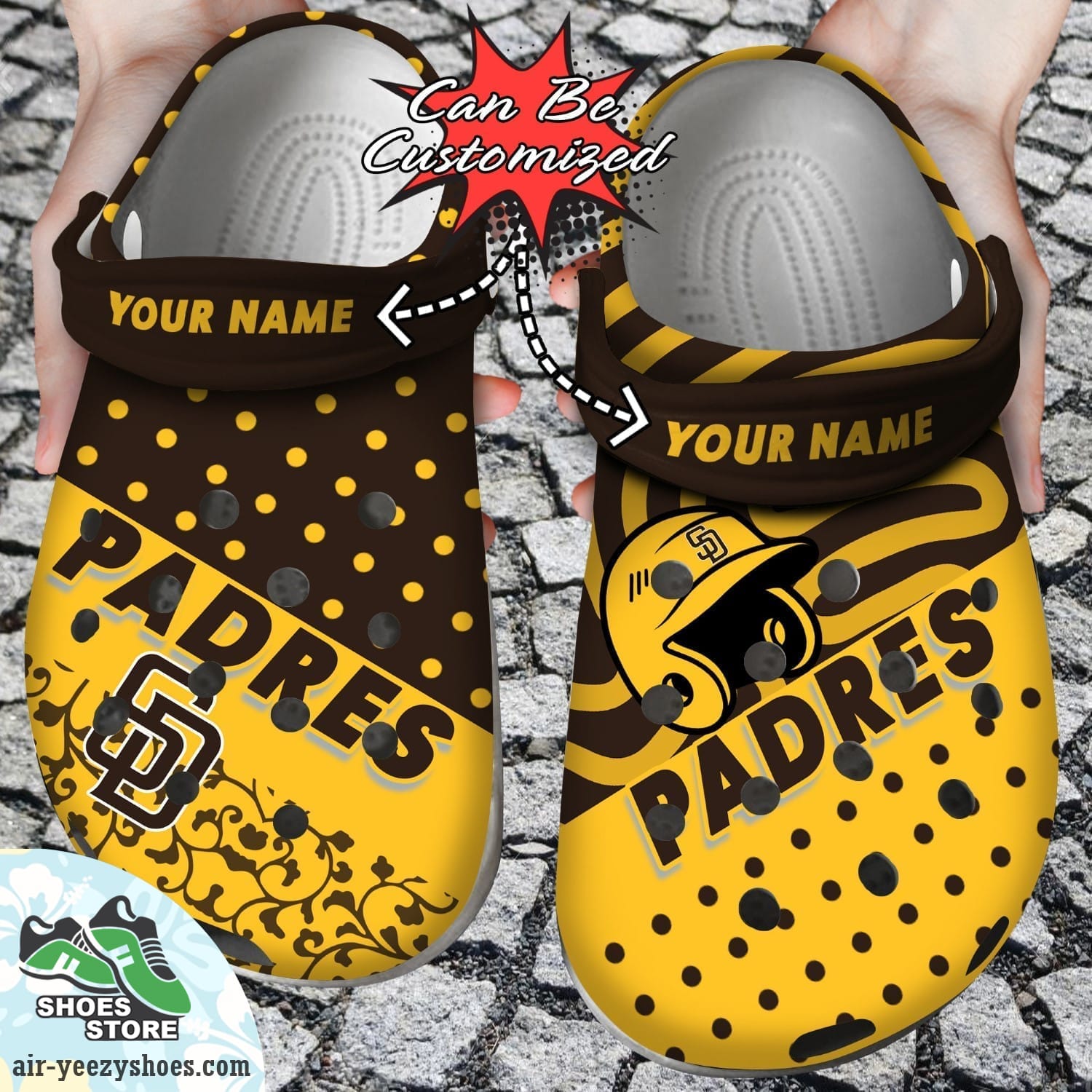 Personalized San Diego Padres Team Polka Dots Colors Clog Shoes, Baseball Crocs