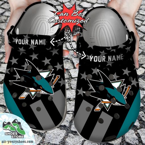 Personalized San Jose Sharks Star Flag Clog Shoes, Hockey Crocs