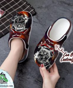 Personalized Skull Lightning Metallica Clog Shoes, Las Vegas Raiders Crocs