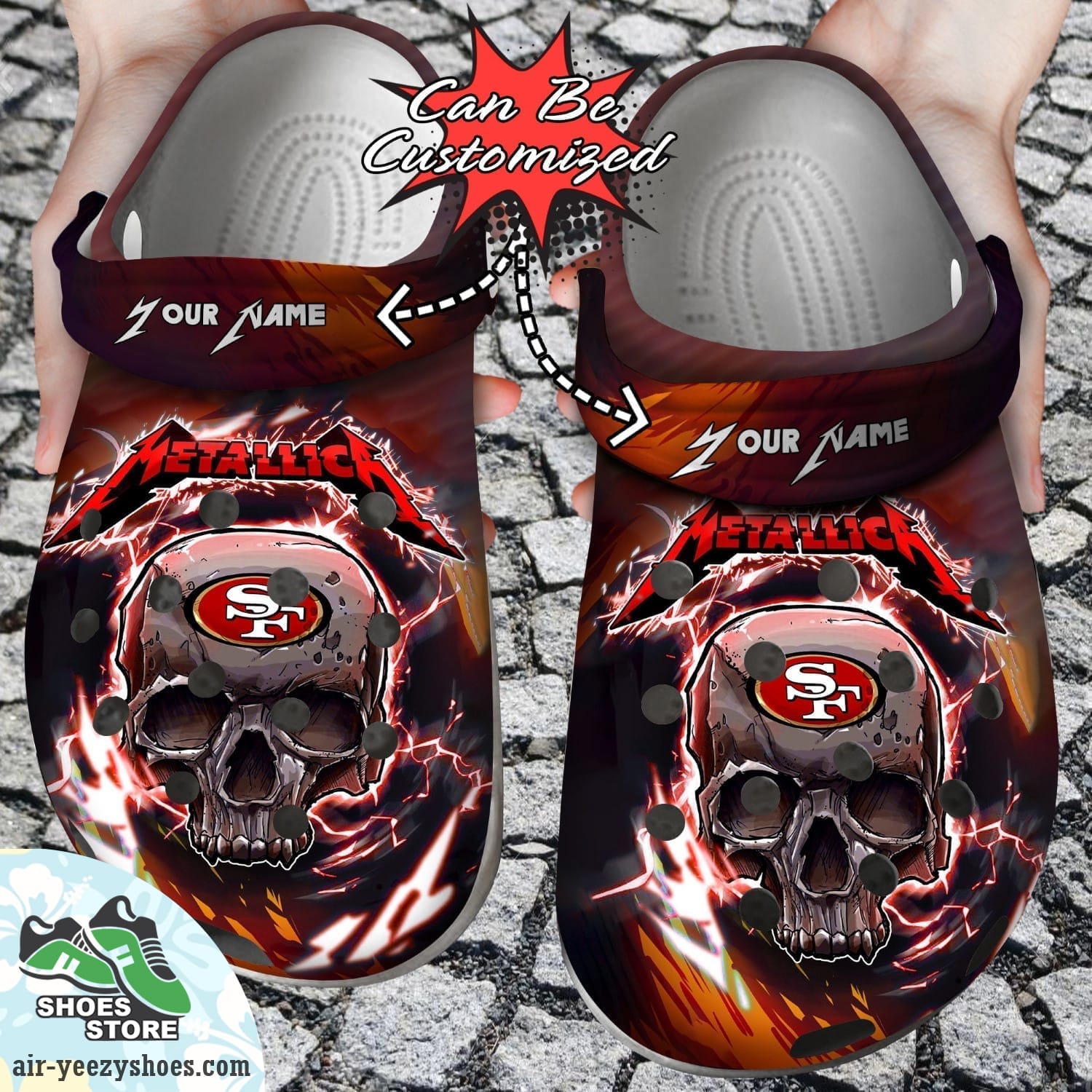 Personalized Skull Lightning Metallica Clog Shoes, San Francisco 49ers Crocs