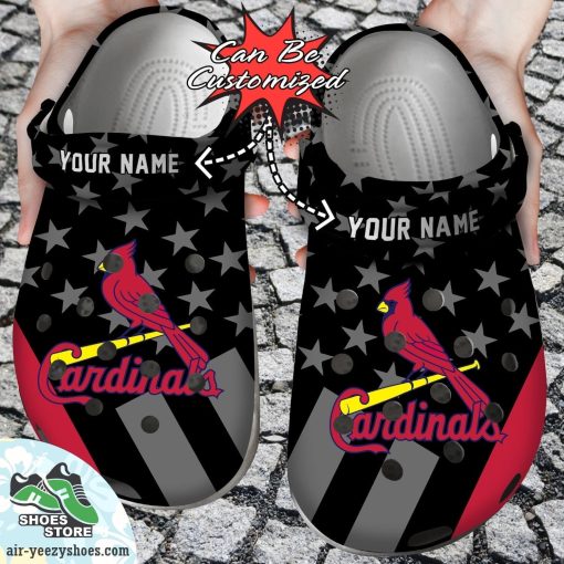 Personalized St. Louis Cardinals Star Flag Clog Shoes, Baseball Crocs