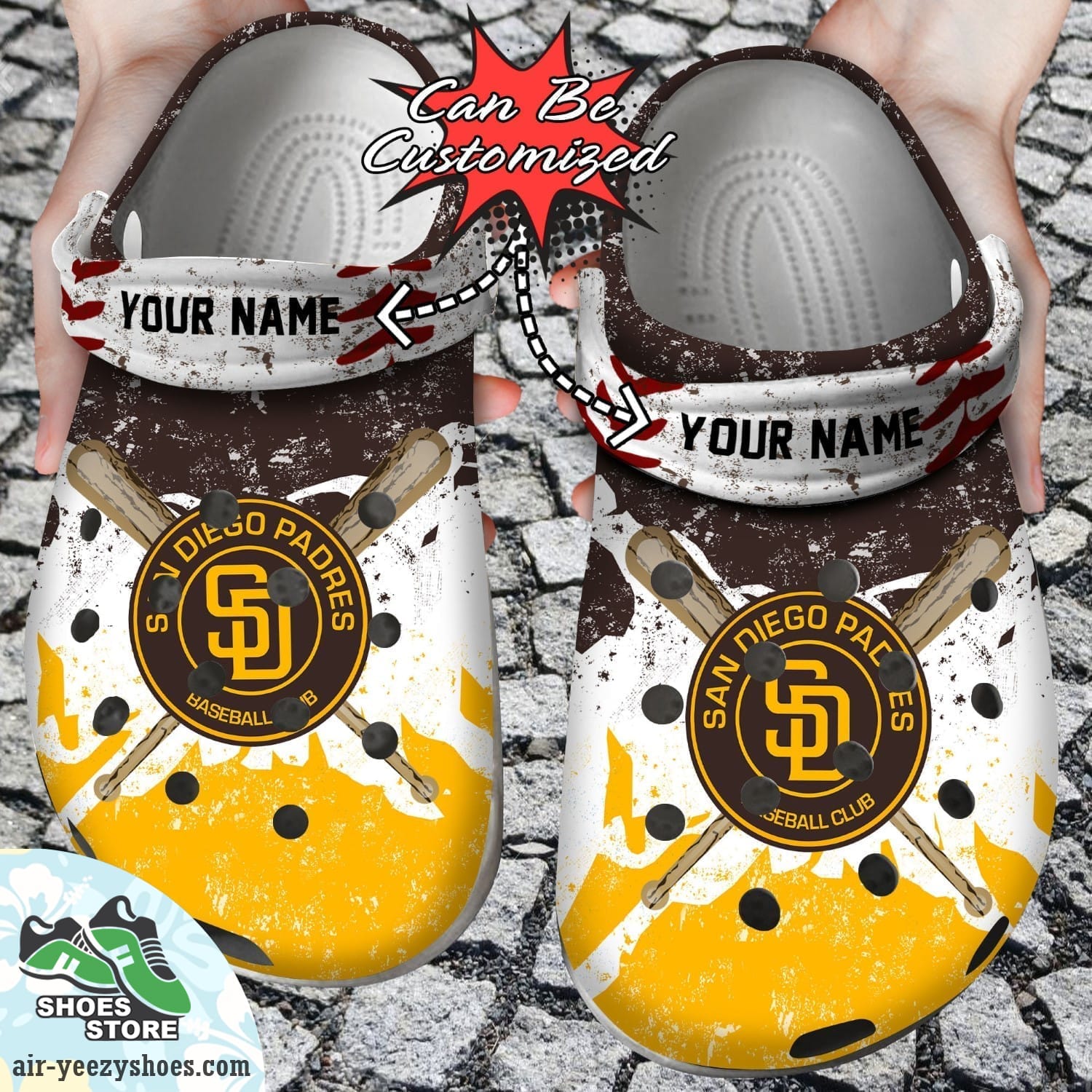 San Diego Padres Personalized Watercolor New Clog Shoes, Baseball Crocs
