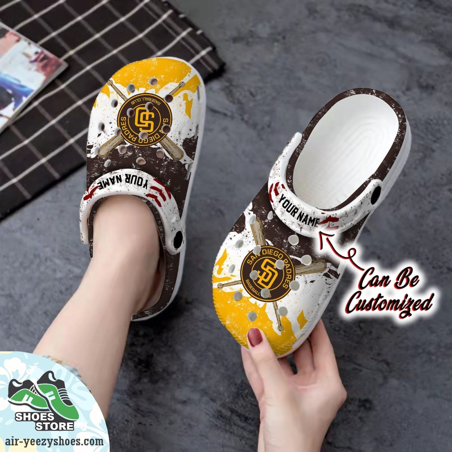 San Diego Padres Personalized Watercolor New Clog Shoes, Baseball Crocs