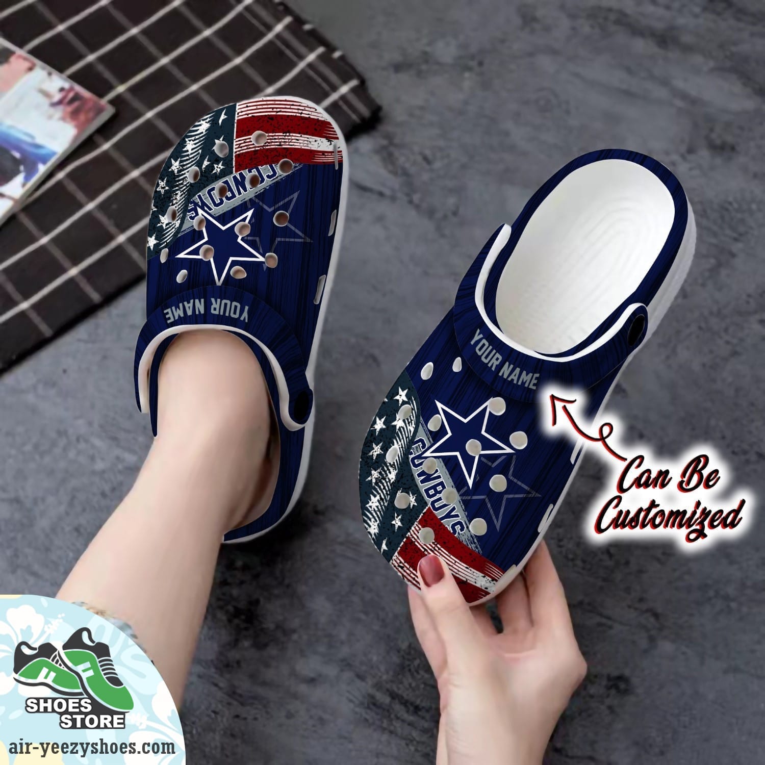 US Flag Dallas Cowboys New Crocs Clog Shoes, Football Crocs