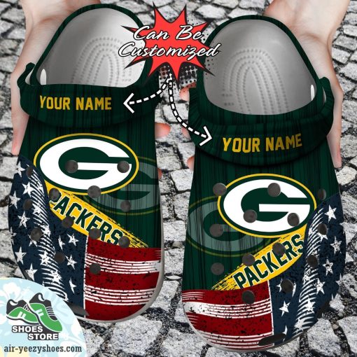 US Flag Green Bay Packers New Crocs Clog Shoes, Football Crocs