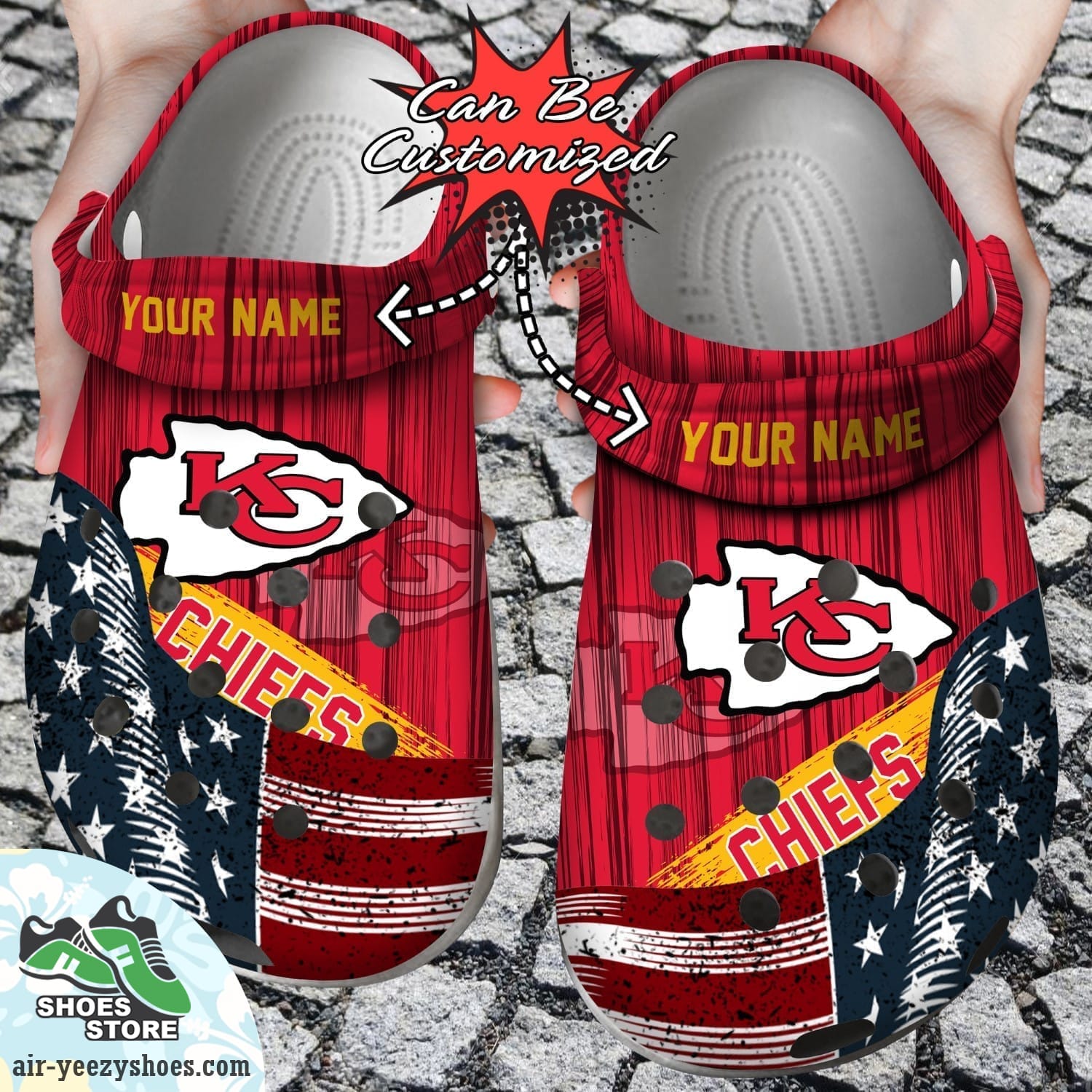 US Flag Kansas City Chiefs New Crocs Clog Shoes, Football Crocs