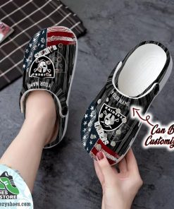 US Flag Las Vegas Raiders New Crocs Clog Shoes, Football Crocs