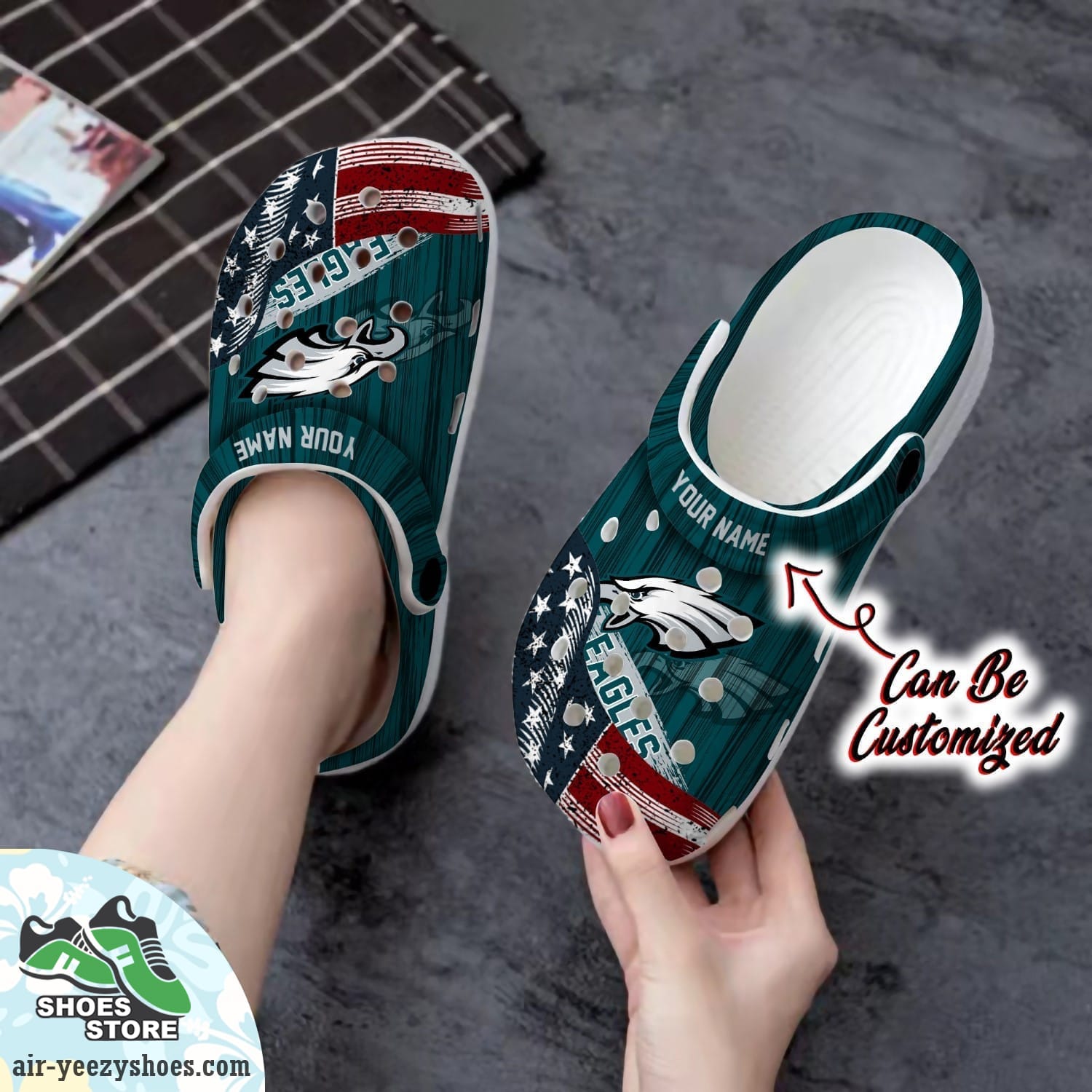 US Flag Philadelphia Eagles New Crocs Clog Shoes, Football Crocs