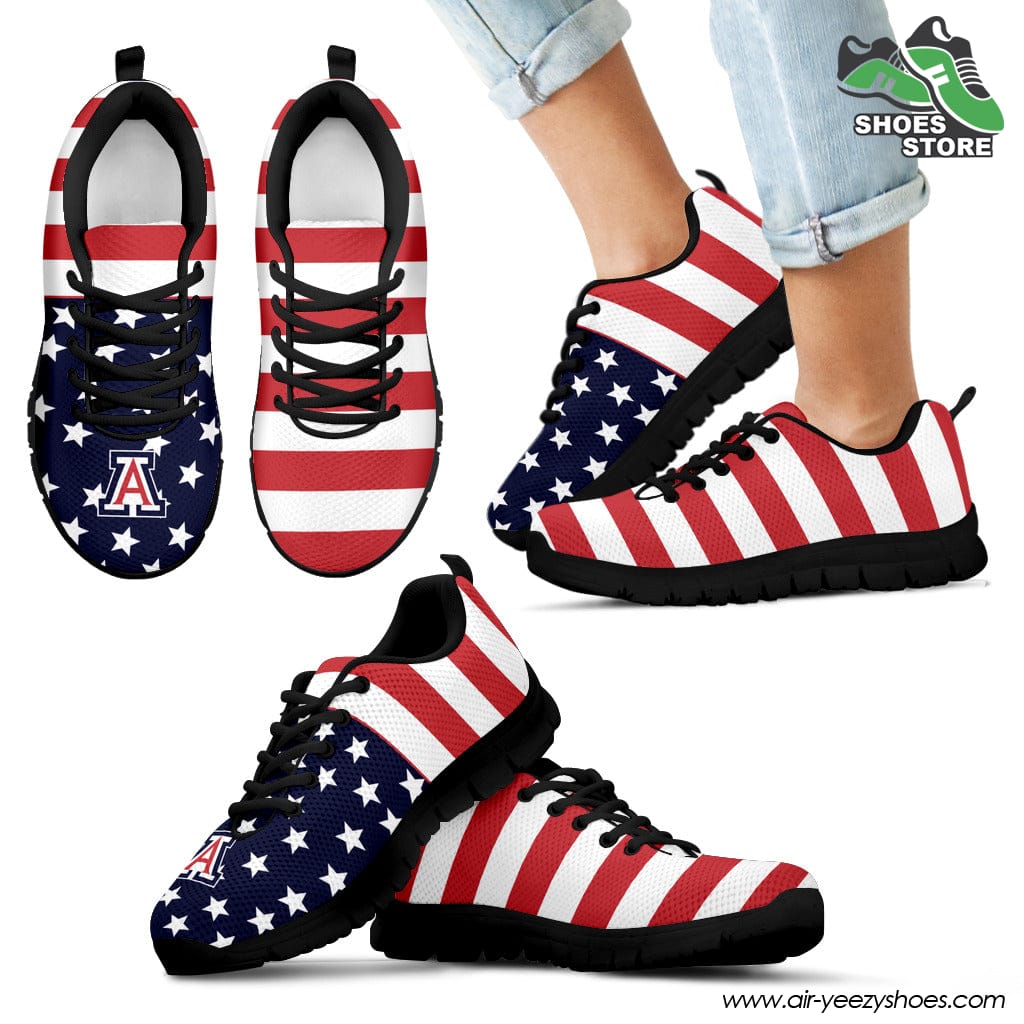 America Flag Logo Bottom Stripes Arizona Wildcats Breathable Running Shoes