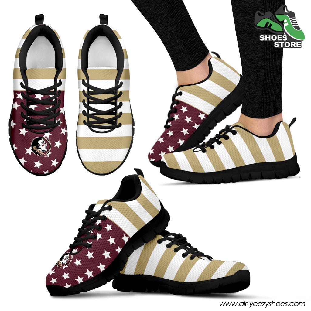 America Flag Logo Bottom Stripes Florida State Seminoles Breathable Running Shoes