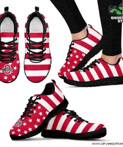 America Flag Logo Bottom Stripes Ohio State Buckeyes Breathable Running Shoes