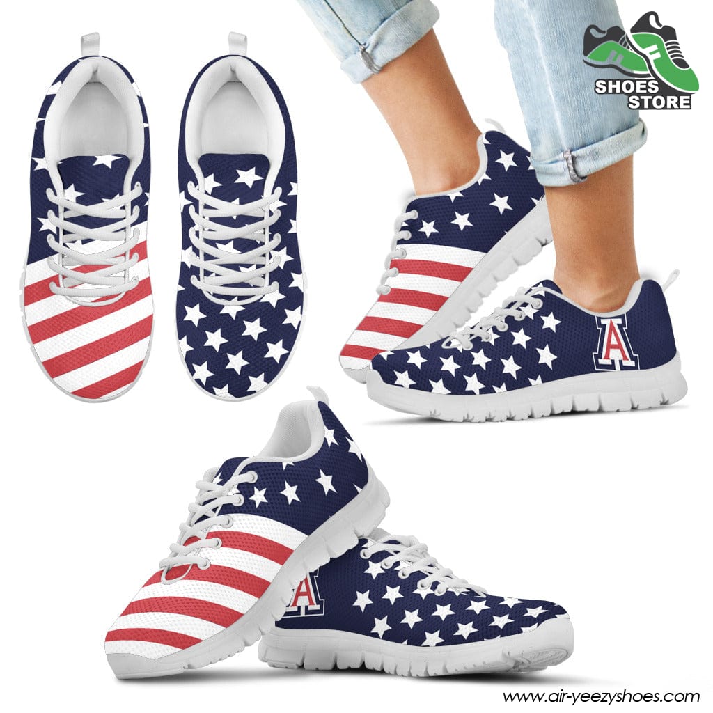 Arizona Wildcats America Flag Full Stars Stripes Pattern Sneaker