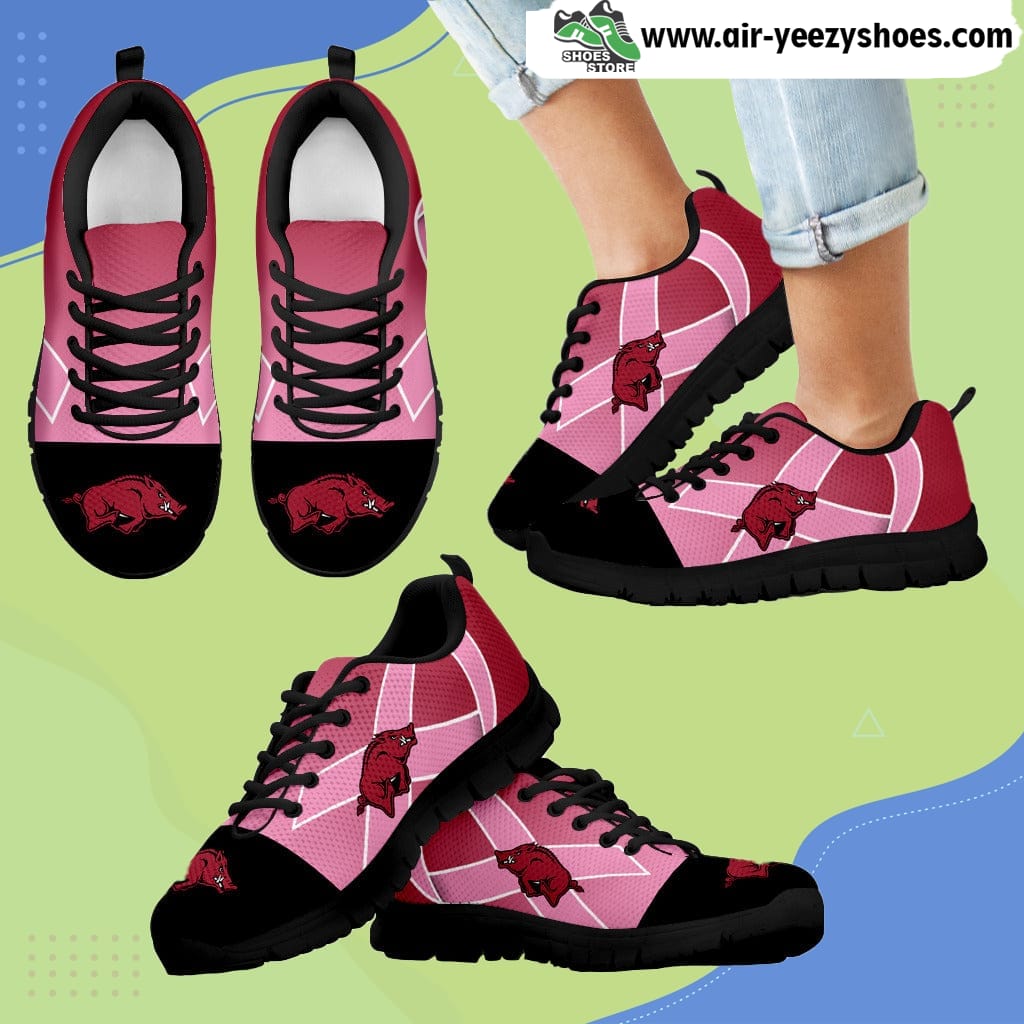 Arkansas Razorbacks Cancer Pink Ribbon Breathable Running Sneaker