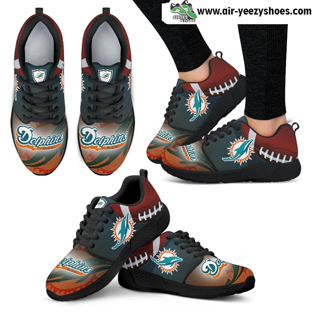 Awesome Miami Dolphins Breathable Running Shoes For Football Fan