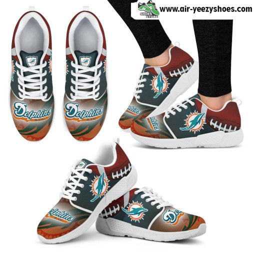 Awesome Miami Dolphins Breathable Running Shoes For Football Fan