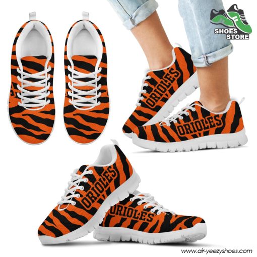 Baltimore Orioles Breathable Running Shoes Tiger Skin Stripes Pattern Printed