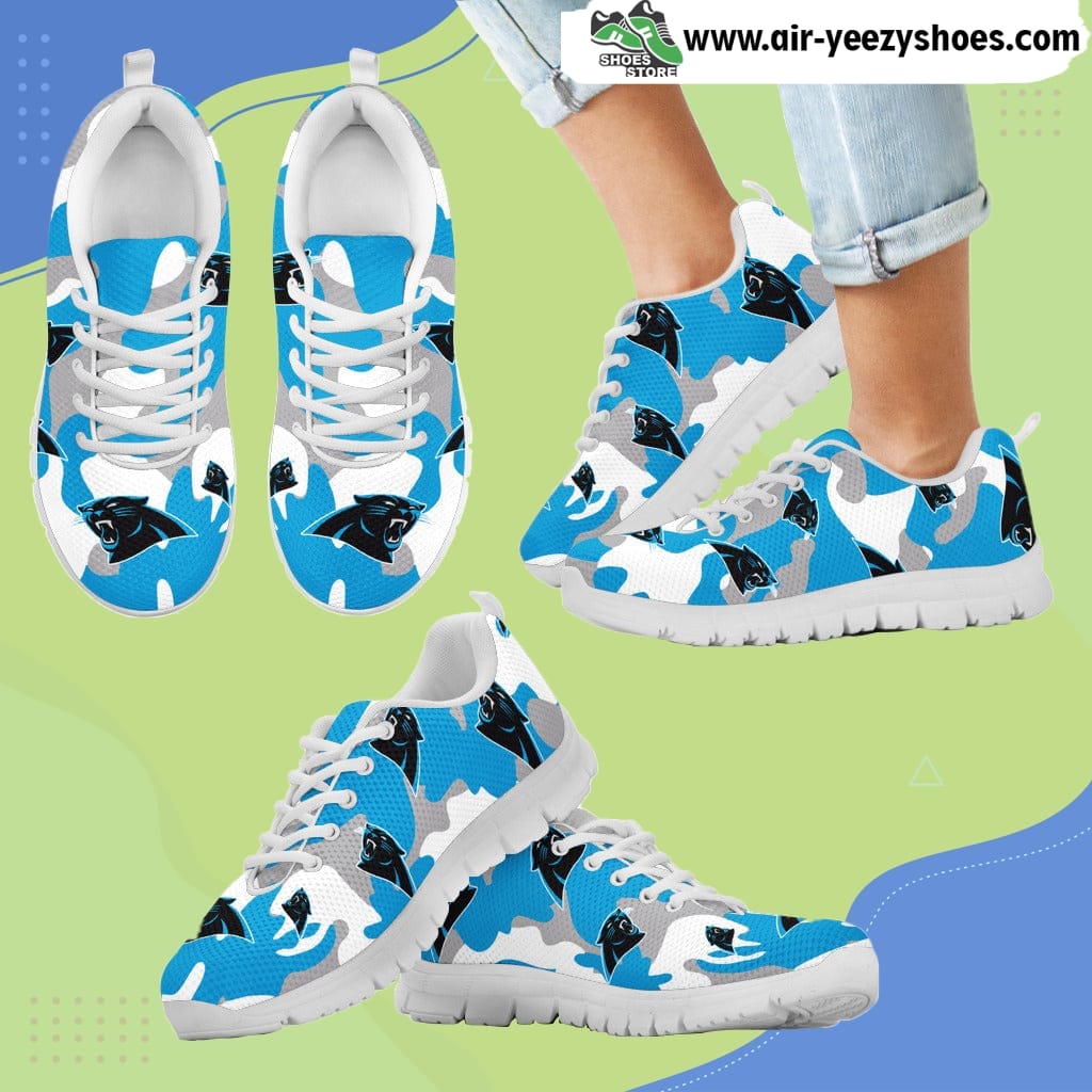 Carolina Panthers Cotton Camouflage Fabric Military Solider Style Breathable Running Sneaker