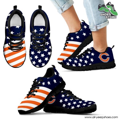 Chicago Bears America Flag Full Stars Stripes Pattern Sneaker