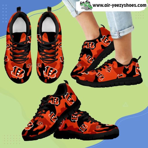Cincinnati Bengals Cotton Camouflage Fabric Military Solider Style Breathable Running Sneaker