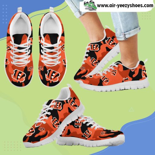 Cincinnati Bengals Cotton Camouflage Fabric Military Solider Style Breathable Running Sneaker