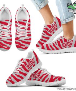 Cincinnati Reds Breathable Running Shoes Tiger Skin Stripes Pattern Printed