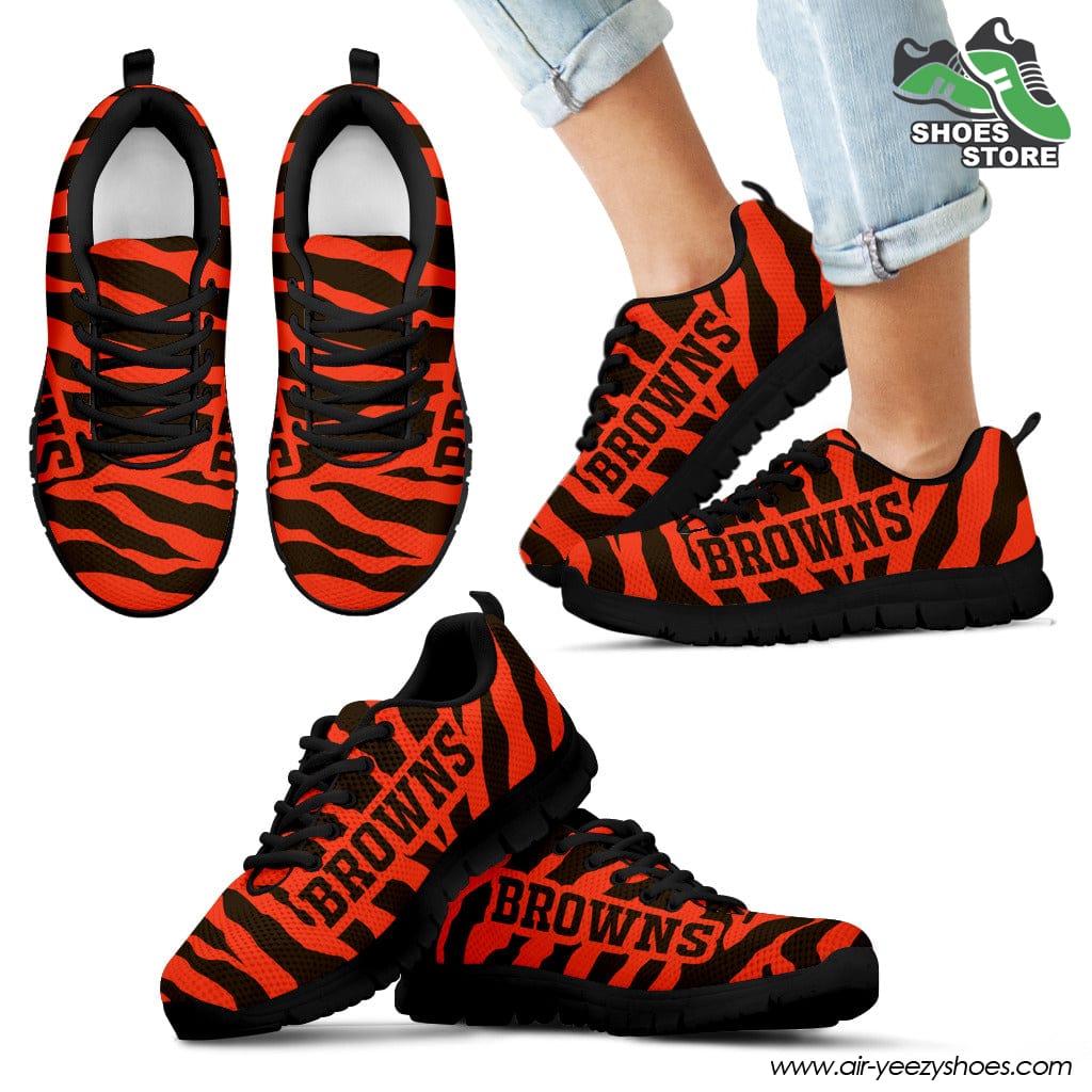 Cleveland Browns Breathable Running Shoes Tiger Skin Stripes Pattern Printed