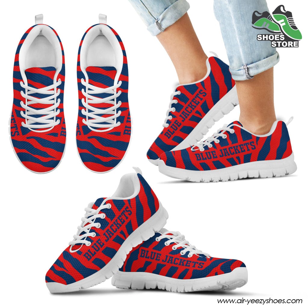 Columbus Blue Jackets Breathable Running Shoes Tiger Skin Stripes Pattern Printed