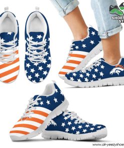Denver Broncos America Flag Full Stars Stripes Pattern Sneaker
