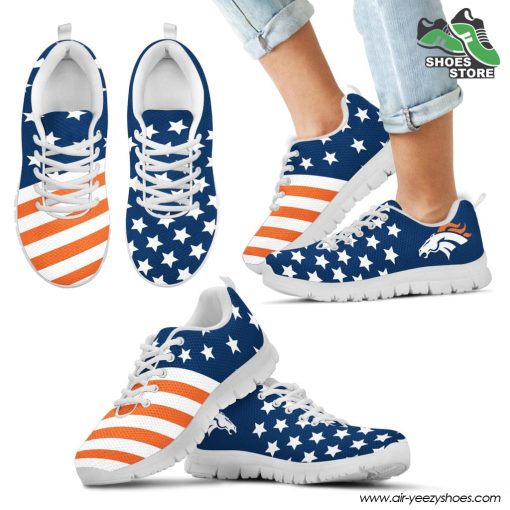 Denver Broncos America Flag Full Stars Stripes Pattern Sneaker