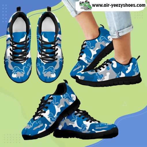 Detroit Lions Cotton Camouflage Fabric Military Solider Style Breathable Running Sneaker