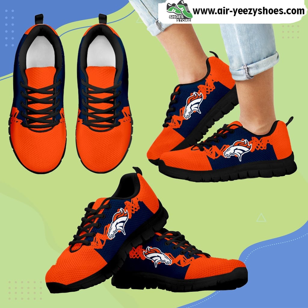 Doodle Line Amazing Denver Broncos Breathable Running Shoes