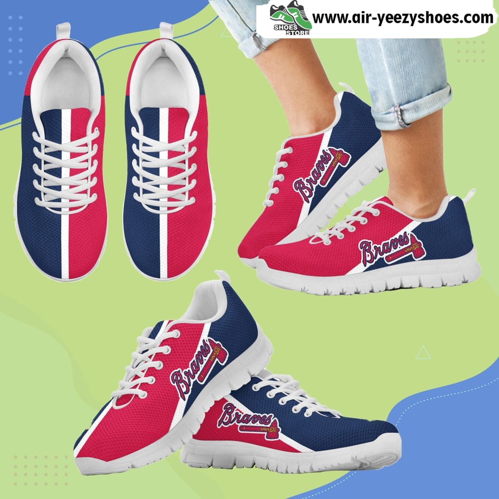 Dynamic Aparted Colours Beautiful Logo Atlanta Braves Breathable Running Sneaker