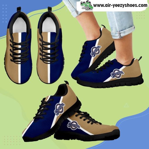 Dynamic Aparted Colours Beautiful Logo Milwaukee Brewers Breathable Running Sneaker