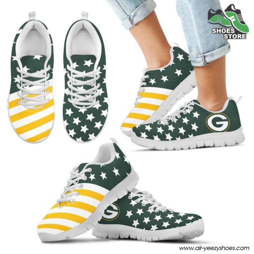 Green Bay Packers America Flag Full Stars Stripes Pattern Sneaker