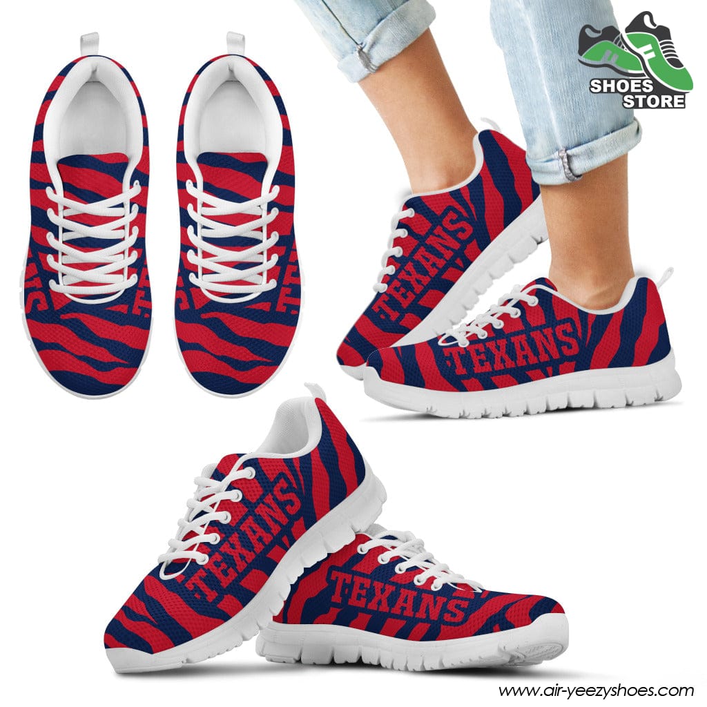 Houston Texans Breathable Running Shoes Tiger Skin Stripes Pattern Printed