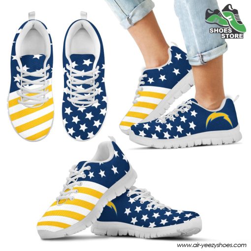 Los Angeles Chargers America Flag Full Stars Stripes Pattern Sneaker